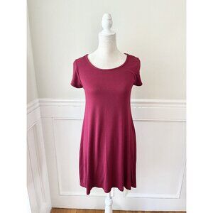 TMG New York Red Jersey Swing Dress W/ Stretch Short Sleeves M